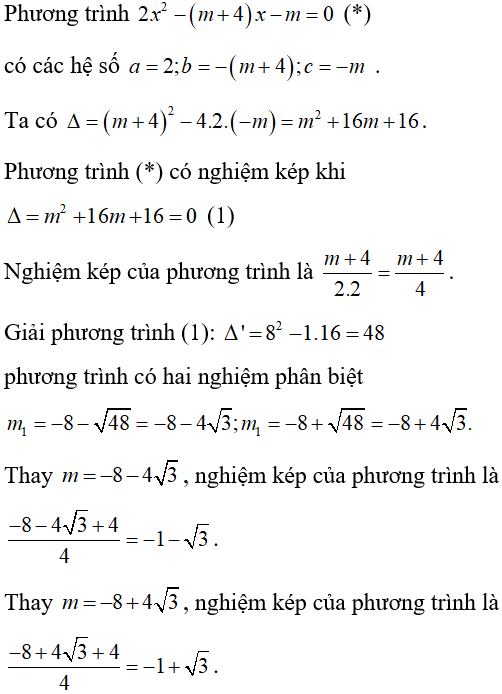 Cách giải và biện luận phương trình bậc hai theo tham số m cực hay, có đáp án