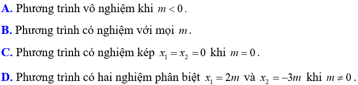 Cách giải và biện luận phương trình bậc hai theo tham số m cực hay, có đáp án