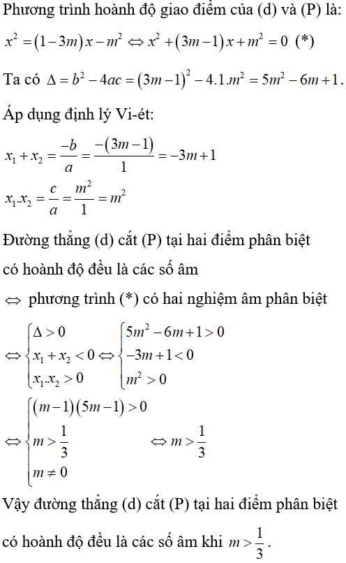 Cách làm bài toán parabol cắt đường thẳng thỏa mãn điều kiện về tọa độ giao điểm cực hay, có đáp án