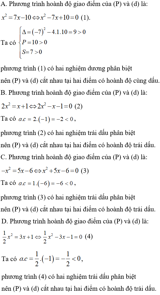 Cách làm bài toán parabol cắt đường thẳng thỏa mãn điều kiện về tọa độ giao điểm cực hay, có đáp án