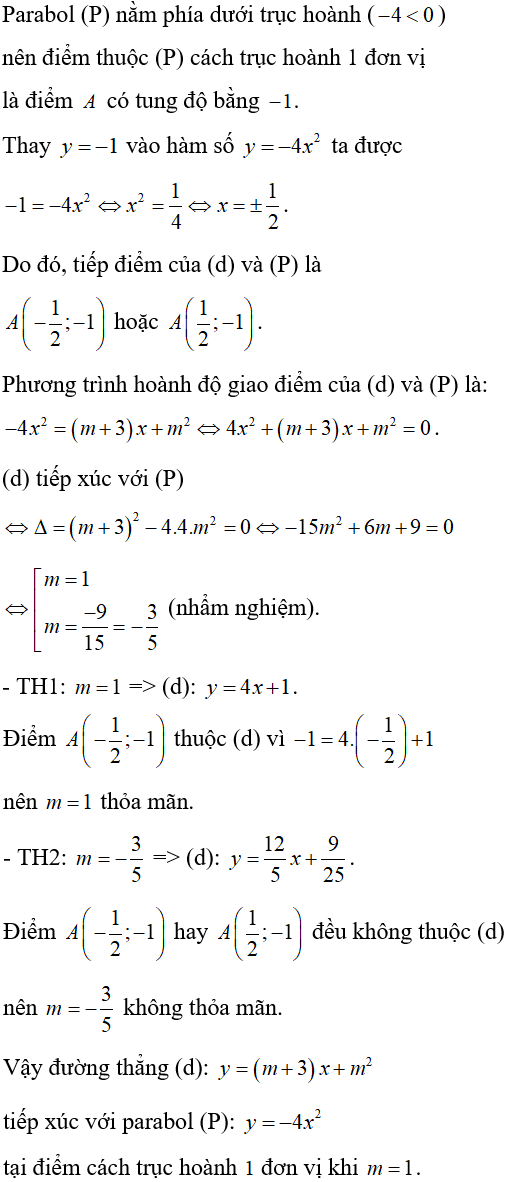 Cách làm bài toán parabol cắt đường thẳng thỏa mãn điều kiện về vị trí giao điểm cực hay, có đáp án