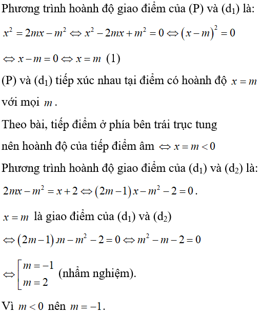 Cách làm bài toán parabol cắt đường thẳng thỏa mãn điều kiện về vị trí giao điểm cực hay, có đáp án