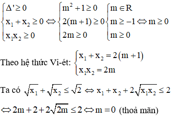 Cách tìm m để phương trình bậc hai có nghiệm thỏa mãn điều kiện
