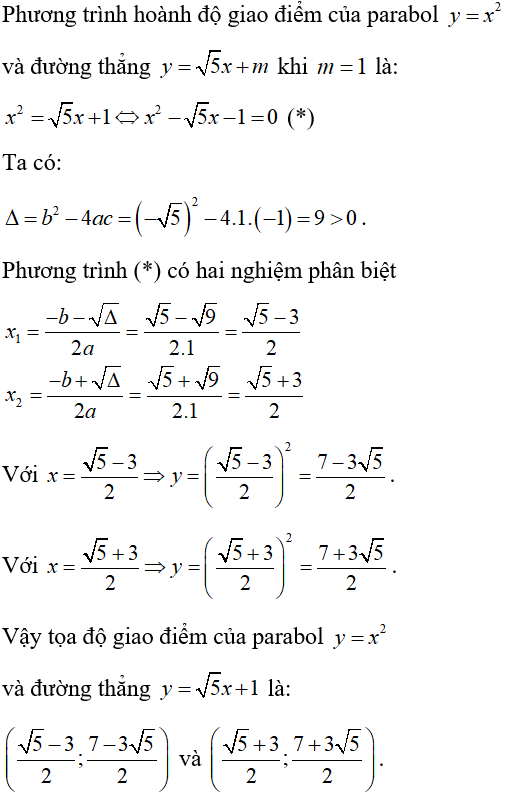 Cách tìm tọa độ giao điểm của parabol và đường thẳng cực hay, có đáp án