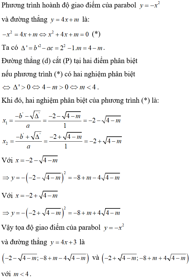 Cách tìm tọa độ giao điểm của parabol và đường thẳng cực hay, có đáp án