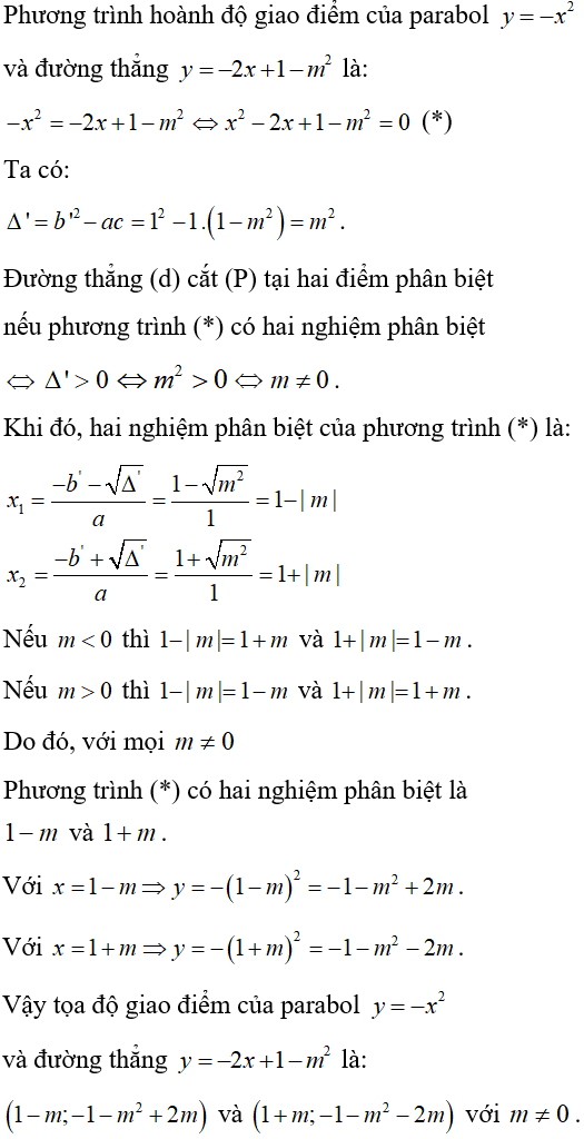 Cách tìm tọa độ giao điểm của parabol và đường thẳng cực hay, có đáp án