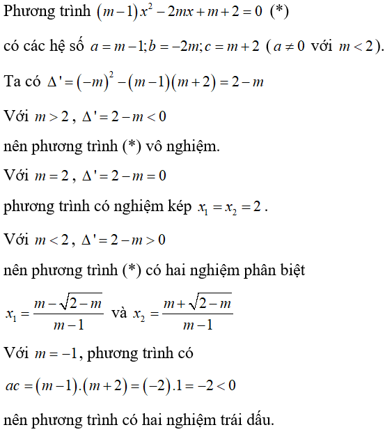 Cách xét dấu các nghiệm của phương trình bậc hai cực hay, có đáp án