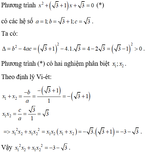 Hệ thức vi-et và ứng dụng để giải phương trình bậc hai một ẩn cực hay, có đáp án