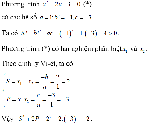 Hệ thức vi-et và ứng dụng để giải phương trình bậc hai một ẩn cực hay, có đáp án