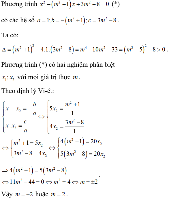 Hệ thức vi-et và ứng dụng để giải phương trình bậc hai một ẩn cực hay, có đáp án - Toán lớp 9