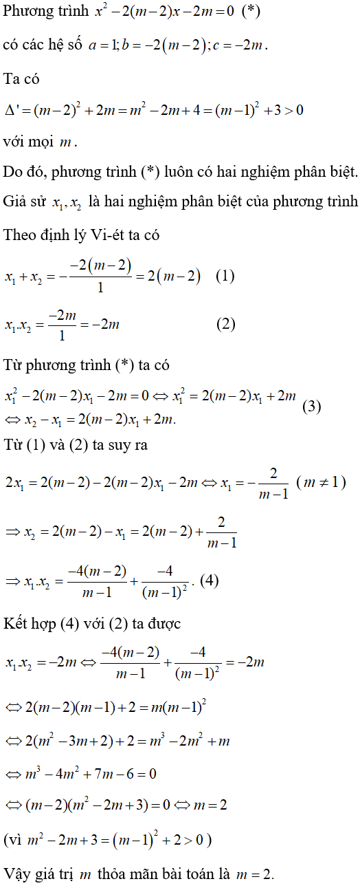 Hệ thức vi-et và ứng dụng để giải phương trình bậc hai một ẩn cực hay, có đáp án