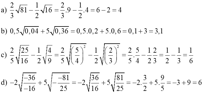 Tìm các căn bậc hai và căn bậc hai số học của các số