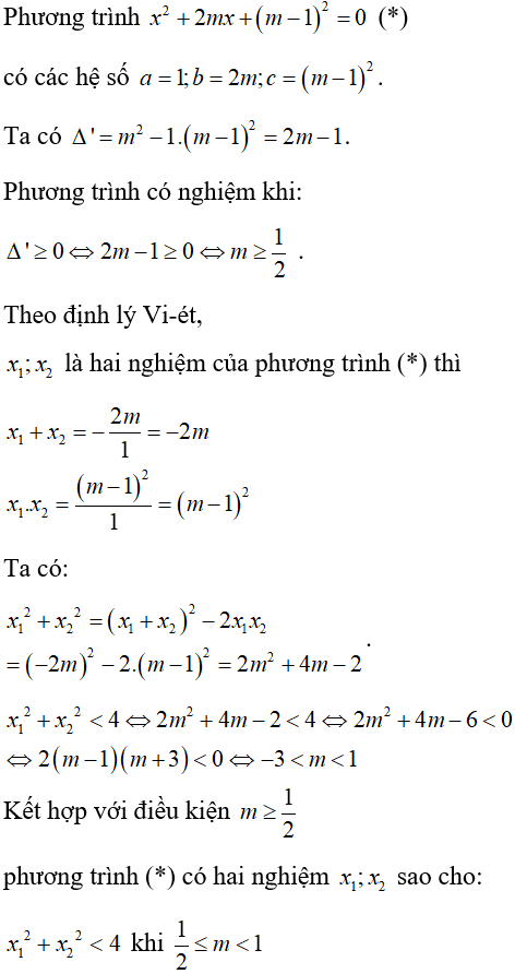 Tìm m để phương trình có nghiệm thỏa mãn điều kiện cho trước cực hay, có đáp án