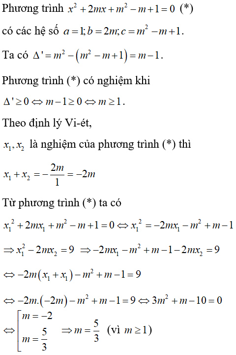 Tìm m để phương trình có nghiệm thỏa mãn điều kiện cho trước cực hay, có đáp án