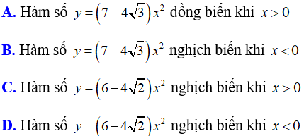 Xét tính đồng biến, nghịch biến của hàm số cực hay, có đáp án