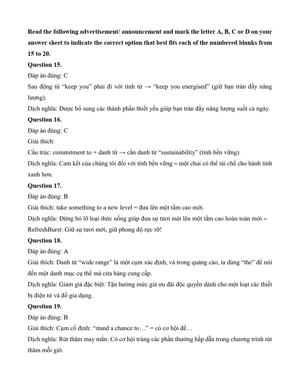 Đề kiểm tra Tiếng Anh 12 Global Success Unit 7 (có lời giải)