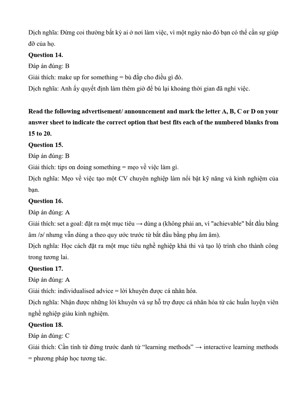 Đề kiểm tra Tiếng Anh 12 Global Success Unit 9 (có lời giải)