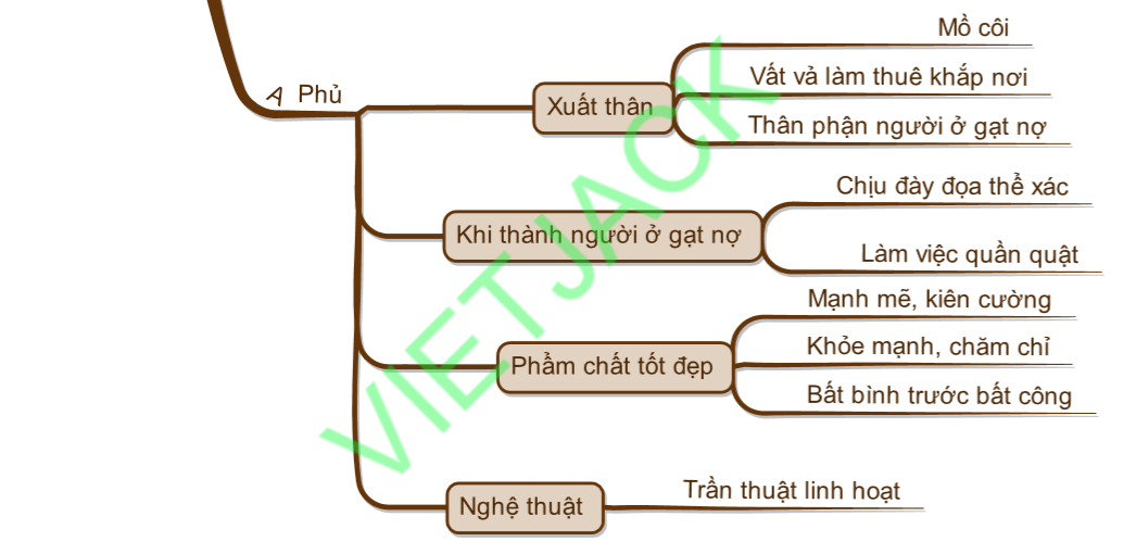 Sơ đồ tư duy Phân tích Vợ chồng A Phủ dễ nhớ, ngắn gọn