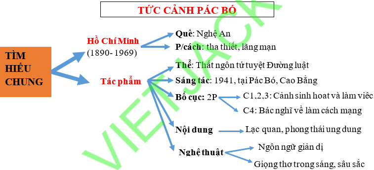 Sơ đồ tư duy Tức cảnh Pác bó dễ nhớ, ngắn gọn