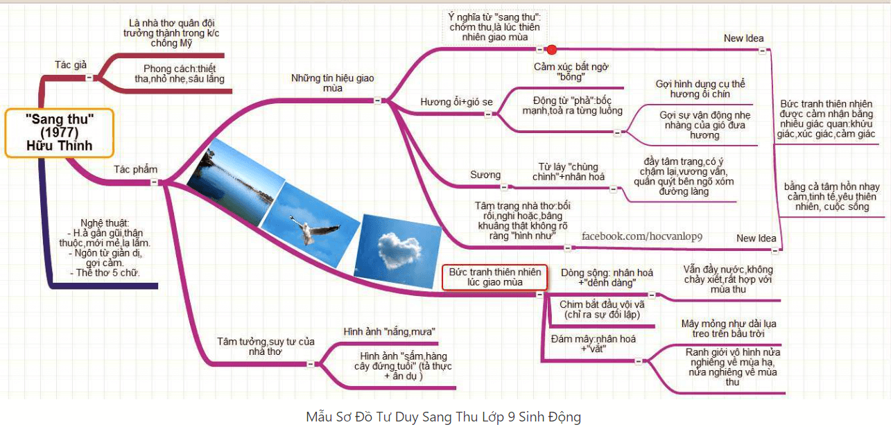 Sơ đồ tư duy bài thơ Sang thu (dễ nhớ, ngắn gọn)