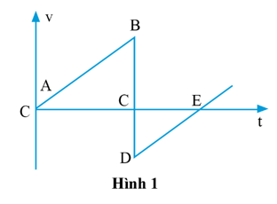 Hình 1 biểu diễn đồ thị vận tốc thời gian của một quả bóng thả rơi chạm đất