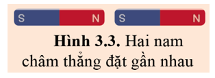 Hãy biểu diễn cặp lực phản lực giữa hai cực từ gần nhau của hai nam châm ở hình 3.3