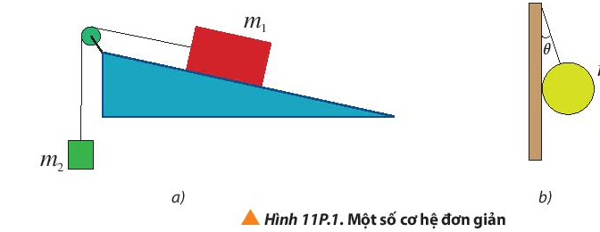 Xét hai hệ như hình 11P.1, hãy vẽ sơ đồ lực tác dụng lên vật m1, m2