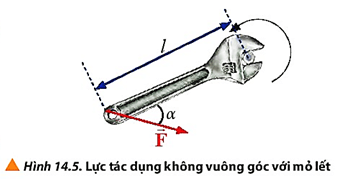 Xét lực tác dụng vào mỏ lết có hướng như Hình 14.5 trang 88