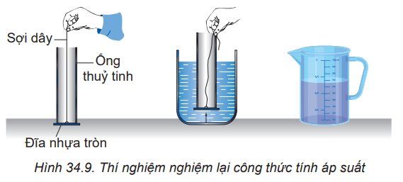 Hãy tìm cách dựa vào các dụng cụ thí nghiệm vẽ ở Hình 34.9 để nghiệm lại công thức