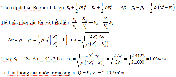 40 câu trắc nghiệm Cơ học chất lưu có lời giải (nâng cao - phần 1) | Bài tập Vật Lí 10 có đáp án và lời giải chi tiết