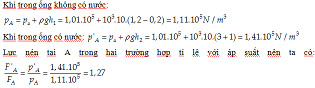 40 câu trắc nghiệm Cơ học chất lưu có lời giải (nâng cao - phần 1) | Bài tập Vật Lí 10 có đáp án và lời giải chi tiết