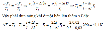 50 câu trắc nghiệm Chất khí có lời giải (nâng cao - phần 2) | Bài tập Vật Lí 10 có đáp án và lời giải chi tiết