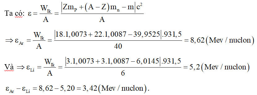 20 Bài tập Cấu tạo hạt nhân, Năng lượng liên kết có lời giải