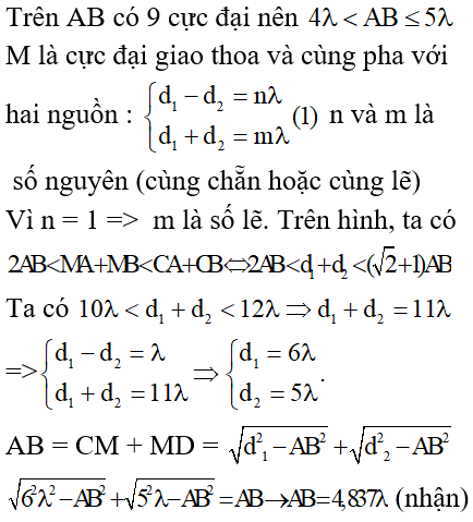 Bài tập Giao thoa sóng trong đề thi Đại học (có lời giải)