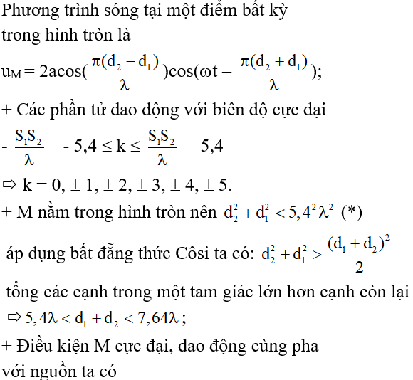 Bài tập Giao thoa sóng trong đề thi Đại học (có lời giải)