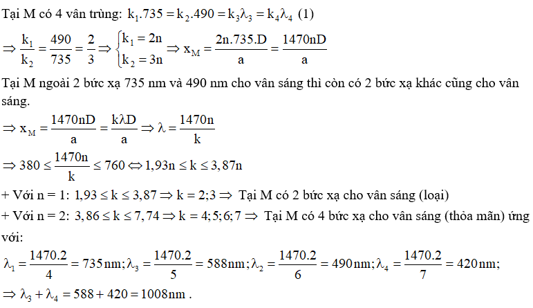 Bài tập Hiện tượng giao thoa ánh sáng trong đề thi Đại học (có lời giải)