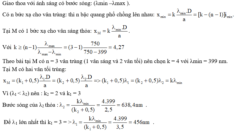 Bài tập Hiện tượng giao thoa ánh sáng trong đề thi Đại học (có lời giải)