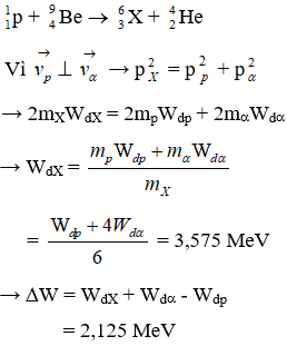 Cách tính động năng, động lượng trong phản ứng hạt nhân (hay, chi tiết) - Bài tập Vật Lí 12 có lời giải chi tiết