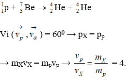 Cách tính động năng, động lượng trong phản ứng hạt nhân (hay, chi tiết) - Bài tập Vật Lí 12 có lời giải chi tiết