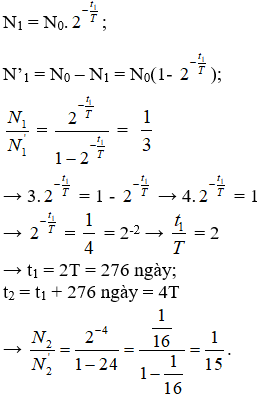 Cách tính lượng chất phóng xạ, tuổi phóng xạ, độ phóng xạ (hay, chi tiết) - Bài tập Vật Lí 12 có lời giải chi tiết
