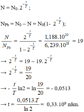 Cách tính lượng chất phóng xạ, tuổi phóng xạ, độ phóng xạ (hay, chi tiết) - Bài tập Vật Lí 12 có lời giải chi tiết