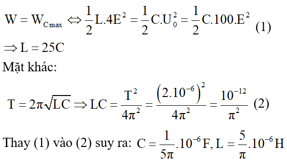 Cách giải Bài toán về nạp năng lượng ban đầu cho mạch dao động LC hay, chi tiết