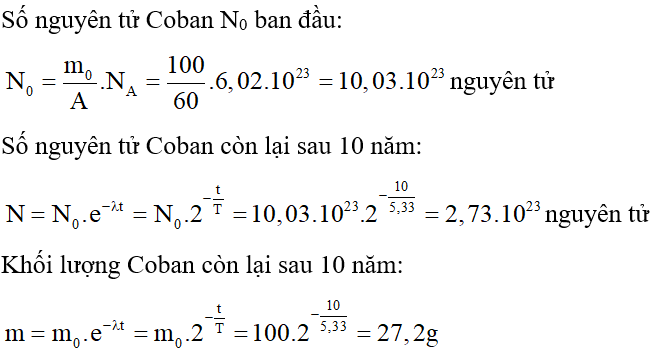 Công thức, Cách tính khối lượng chất phóng xạ hay, chi tiết 