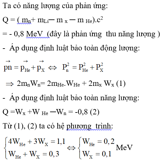 Dạng bài tập Các định luật bảo toàn trong phản ứng hạt nhân hay, chi tiết