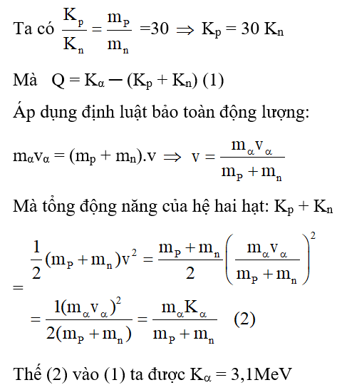 Dạng bài tập Các định luật bảo toàn trong phản ứng hạt nhân hay, chi tiết