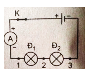 Bài tập Vật Lí 7 Bài 27 (có đáp án): Thực hành: Đo cường độ dòng điện và hiệu điện thế đối với đoạn mạch nối tiếp