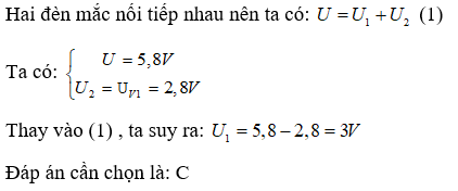 Bài tập Vật Lí 7 Bài 27 (có đáp án): Thực hành: Đo cường độ dòng điện và hiệu điện thế đối với đoạn mạch nối tiếp