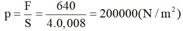 Phương pháp tính Áp lực, áp suất cực hay có lời giải