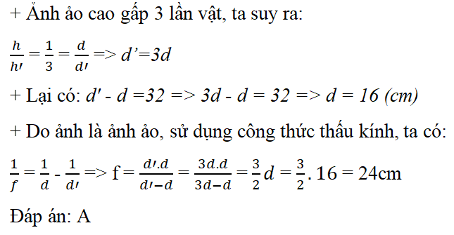 Bài tập ảnh của một vật tạo bởi thấu kính hội tụ (cực hay, chi tiết)