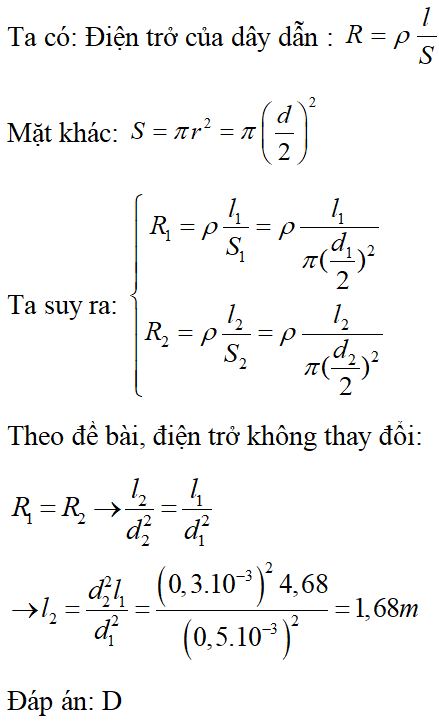 Bài tập điện trở dây dẫn phụ thuộc vào các các yếu tố của dây (cực hay, chi tiết)